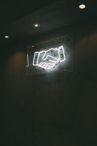 Preview wallpaper handshake, neon, wall