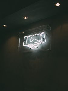Preview wallpaper handshake, neon, wall