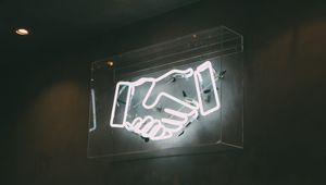 Preview wallpaper handshake, neon, wall