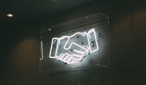 Preview wallpaper handshake, neon, wall