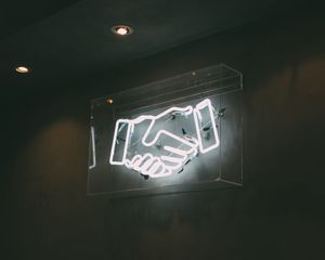 Preview wallpaper handshake, neon, wall