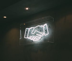 Preview wallpaper handshake, neon, wall