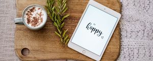 Preview wallpaper happiness, inscription, tablet