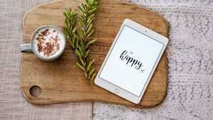 Preview wallpaper happiness, inscription, tablet