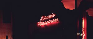 Preview wallpaper happiness, neon, light, signboard, phrase, words, happy