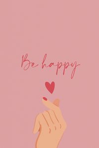 Preview wallpaper happy, heart, hand, word, pink