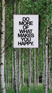 Preview wallpaper happy, inscription, motivation, trees, words