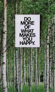 Preview wallpaper happy, inscription, motivation, trees, words