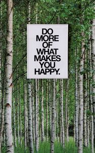 Preview wallpaper happy, inscription, motivation, trees, words