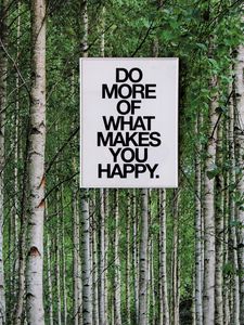 Preview wallpaper happy, inscription, motivation, trees, words