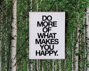 Preview wallpaper happy, inscription, motivation, trees, words