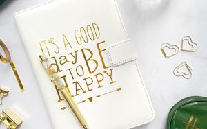 Preview wallpaper happy, phrase, message, notepad, aesthetics