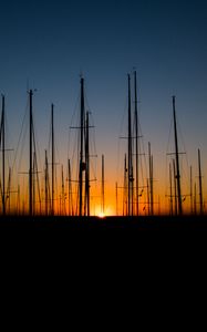 Preview wallpaper harbor, boats, sunset, horizon