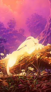 Preview wallpaper hare, art, forest, sleep, magical, fantasy