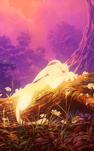 Preview wallpaper hare, art, forest, sleep, magical, fantasy