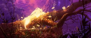 Preview wallpaper hare, art, forest, sleep, magical, fantasy