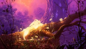 Preview wallpaper hare, art, forest, sleep, magical, fantasy