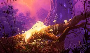 Preview wallpaper hare, art, forest, sleep, magical, fantasy