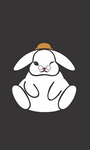 Preview wallpaper hare, art, minimalism, glasses, hat