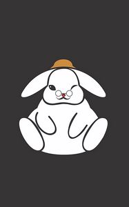 Preview wallpaper hare, art, minimalism, glasses, hat