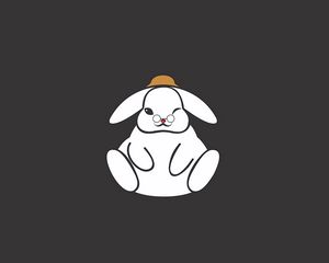 Preview wallpaper hare, art, minimalism, glasses, hat