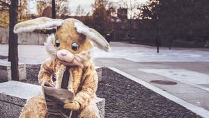 Preview wallpaper hare, costume, reading