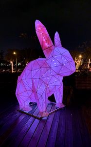 Preview wallpaper hare, figure, statue, light, purple, dark