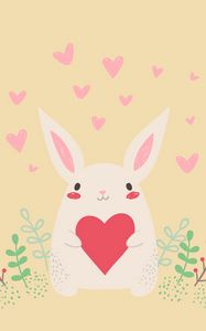 Preview wallpaper hare, rabbit, art, heart, cute