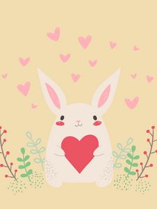 Preview wallpaper hare, rabbit, art, heart, cute