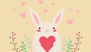 Preview wallpaper hare, rabbit, art, heart, cute