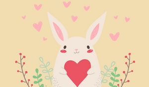 Preview wallpaper hare, rabbit, art, heart, cute