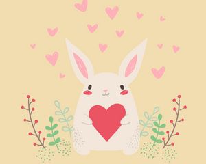 Preview wallpaper hare, rabbit, art, heart, cute