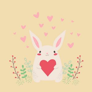 Preview wallpaper hare, rabbit, art, heart, cute