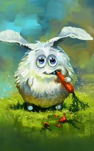 Preview wallpaper hare, rabbit, art, carrot, funny