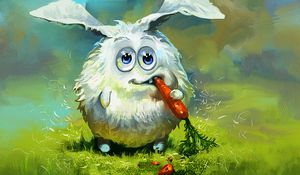 Preview wallpaper hare, rabbit, art, carrot, funny