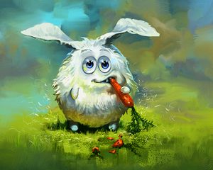 Preview wallpaper hare, rabbit, art, carrot, funny