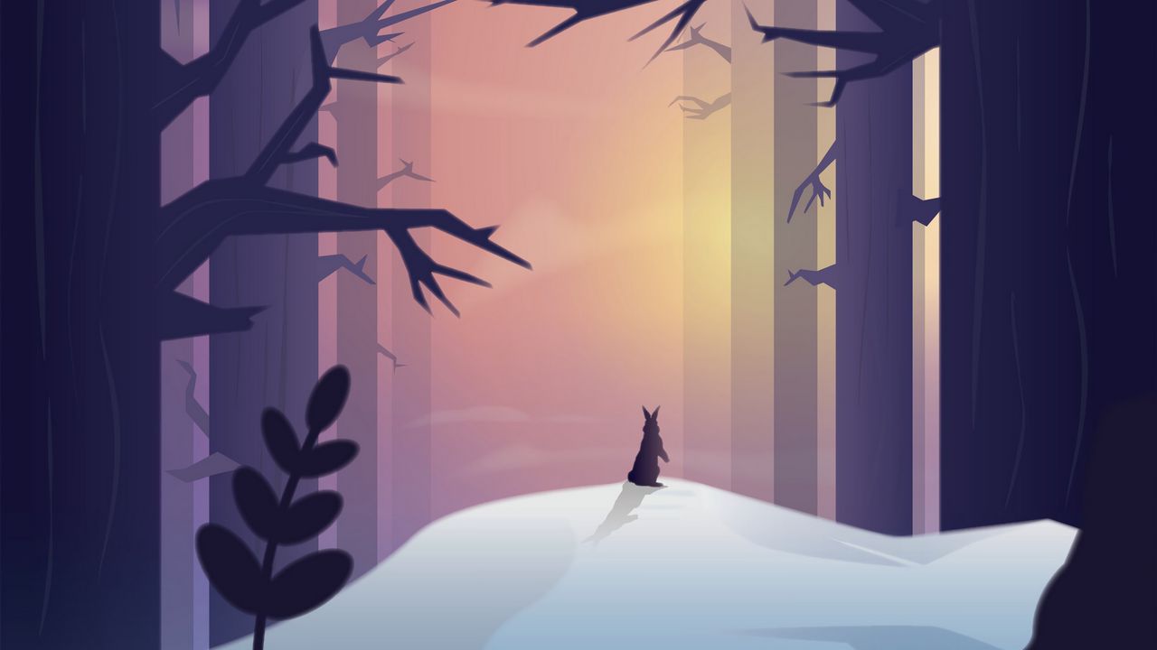 Wallpaper hare, silhouette, forest, art