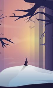 Preview wallpaper hare, silhouette, forest, art