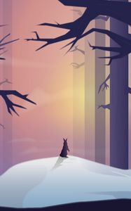 Preview wallpaper hare, silhouette, forest, art