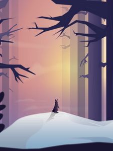 Preview wallpaper hare, silhouette, forest, art