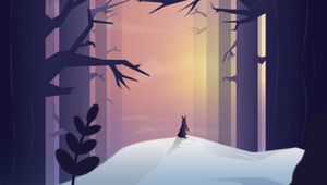 Preview wallpaper hare, silhouette, forest, art