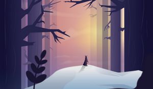 Preview wallpaper hare, silhouette, forest, art