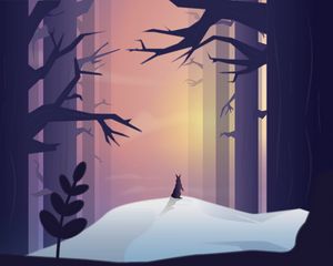 Preview wallpaper hare, silhouette, forest, art