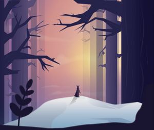 Preview wallpaper hare, silhouette, forest, art