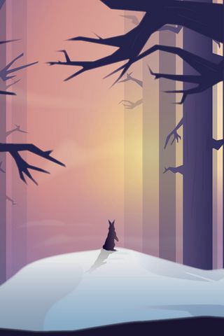 320x480 Wallpaper hare, silhouette, forest, art