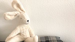 Preview wallpaper hare, toy, soft, sofa