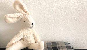 Preview wallpaper hare, toy, soft, sofa