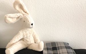 Preview wallpaper hare, toy, soft, sofa