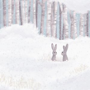 Preview wallpaper hares, forest, snow, winter, art