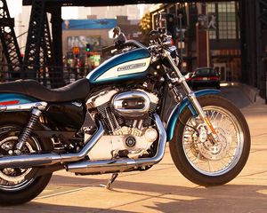 Preview wallpaper harley davidson, city, road, motorcycle